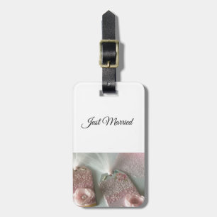 Just Married Pink Organza and Netting Luggage Tag