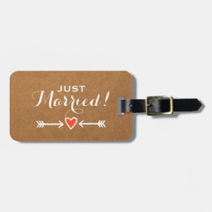 Just Married! - Pink Sweethearts & Arrows White Luggage Tag