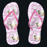 Just Married Pink & White Honeymoon Flip Flops<br><div class="desc">Bride's Wedding Just Married Pink & White Honeymoon Flip Flops. Add name of bride and groom or wedding date.</div>