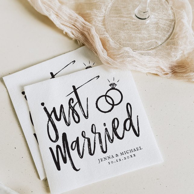 Just Married | Post-Nuptial Party Script Napkin (Creator Uploaded)