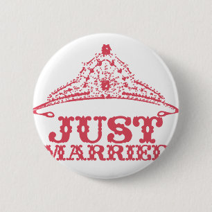 Just Married Princess Bride Tiara Weddings 6 Cm Round Badge