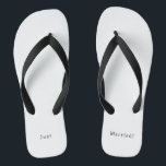 Just Married Quote Wedding And Marriage Text Thongs<br><div class="desc">Flip Flops - Just Married!</div>
