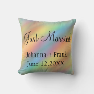 Just Married Rainbow Cushion