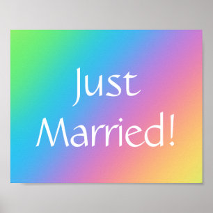 Just Married! Rainbow Wedding Car Sign