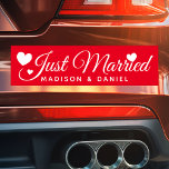 Just Married Red Personalised Newlywed Wedding Car Magnet<br><div class="desc">Just Married Personalised Name Newlywed Wedding Car Magnet. Personalise this custom design with the names of the bride and groom or with your own text.</div>