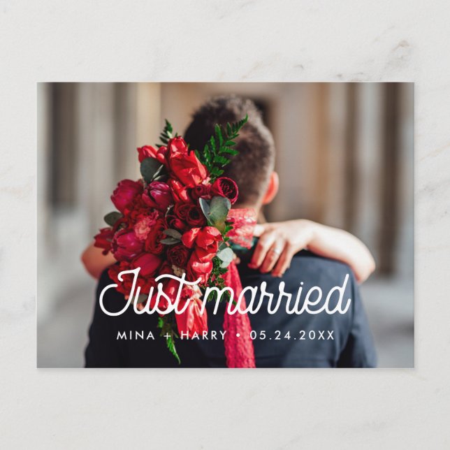 Just married Retro vintage wedding photo Postcard (Front)