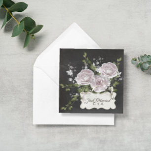 Just Married! Romantic Floral Elegant Post Wedding Invitation