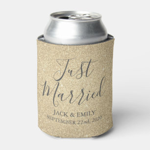 Just Married Romantic Gold Can Cooler