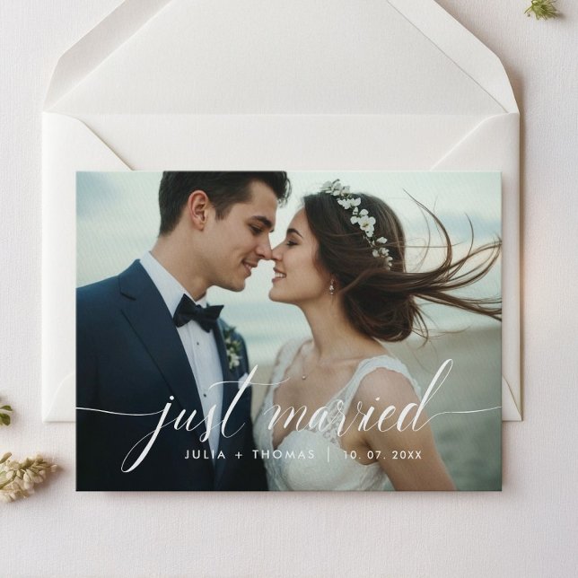 Just Married Romantic Wedding Photo Announcement (Creator Uploaded)