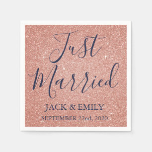 Just Married Rose Gold Blush Pink Napkins