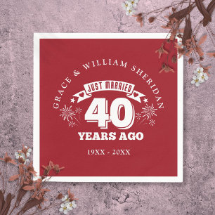 Just Married Ruby 40th Wedding Anniversary Napkin