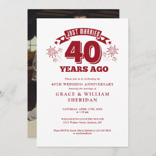 Just Married Ruby 40th Wedding Anniversary Photo Invitation