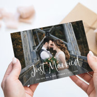 Just Married | Rustic Script Photo Elopement