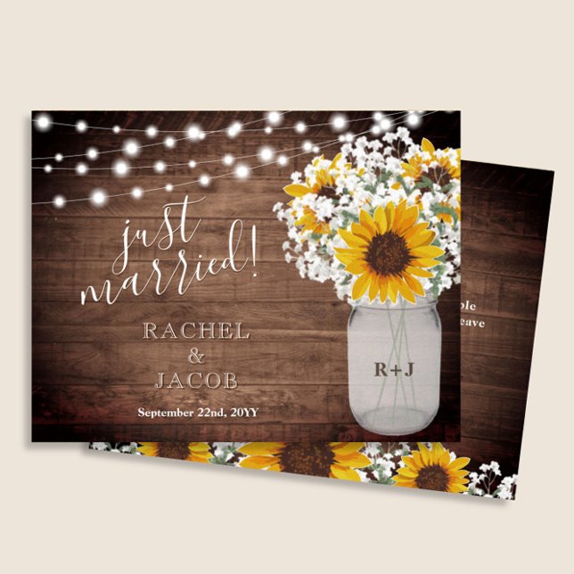 Just Married Rustic Sunflower Wedding Announcement (Creator Uploaded)