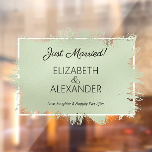 Just Married! Sage Green Faux Foil