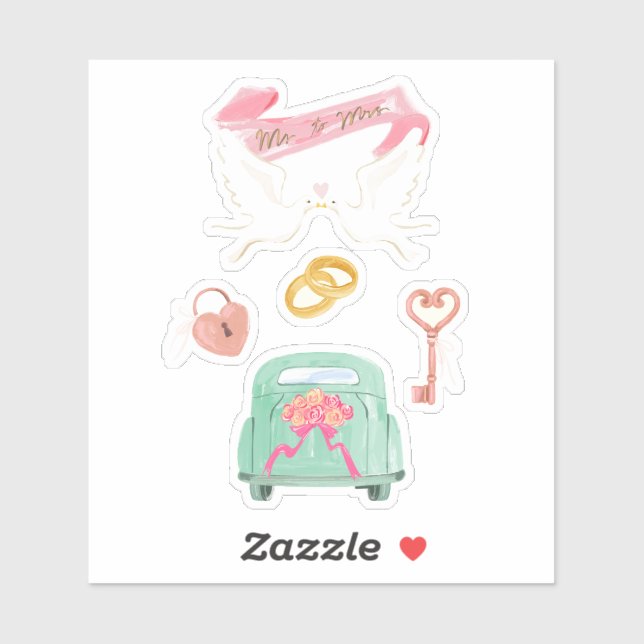 Just Married Scrapbooking Sticker Sheet (Sheet)