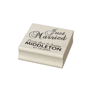 Just Married Script Font - Personalised Rubber Stamp