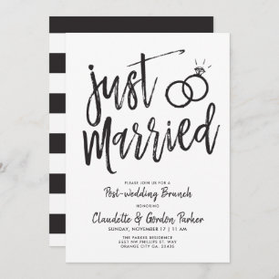 Just Married Script Lettering Post Wedding Brunch Invitation