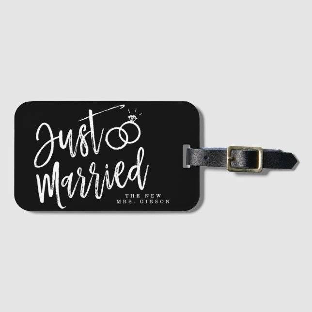 Just Married Script | Personalised Luggage Tag (Front Horizontal)