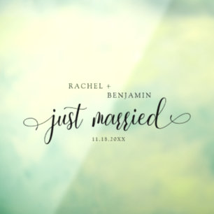 Just Married Script Traditional Simple Black 