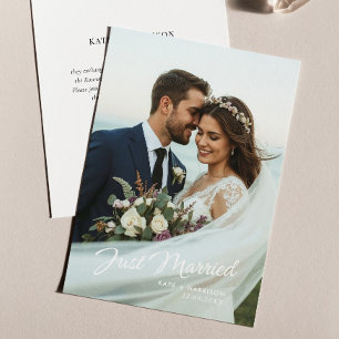 Just Married Script Wedding Photo Announcement