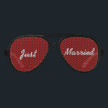 Just Married Shades<br><div class="desc">Perfect for the beach bound couple ...  just married shades with red and white background and black frames.  Just Married is in a white script font.</div>