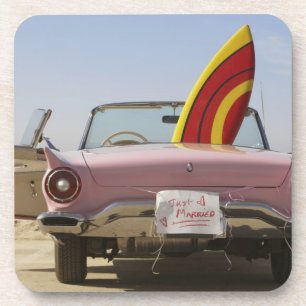 Just Married Sign And Surfboard Coaster