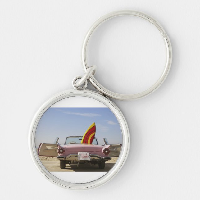 Just Married Sign And Surfboard Key Ring (Front)