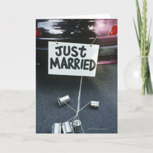 Just Married sign on back of car Announcement