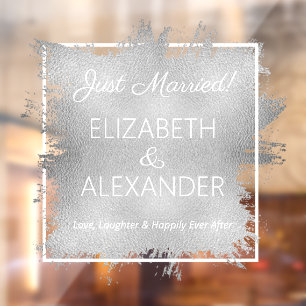 Just Married! Silver Faux Foil