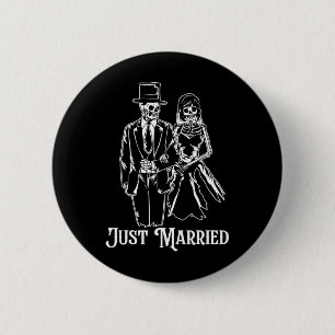 Just Married Skeleton Couples Matching Valentine H 6 Cm Round Badge