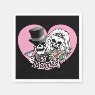 Just Married Skulls Napkin