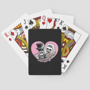 Just Married Skulls Playing Cards