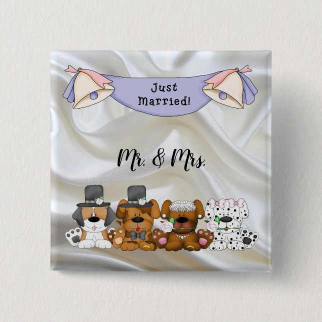 Just Married- Square Button (Front)