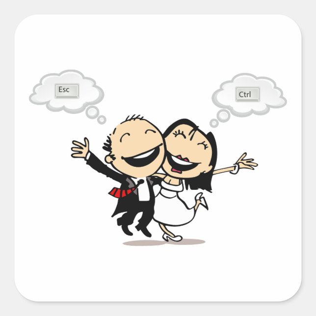 Just married square sticker (Front)