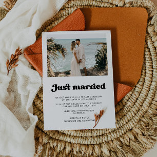 Just married Stylish retro photo card