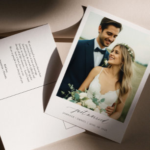 Just Married Stylish Wedding Photo Announcement Postcard