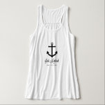 Just Married tank top custom date<br><div class="desc">How cute is this?  Your bride will love this "just married" tank top set with the nautical theme.  Strong black anchor with "just married" in script font below.  Customizeable text makes this perfect for you.  Great for a cruise,  ocean or lake wedding!

Anchors aweigh - and happy wedding day!</div>