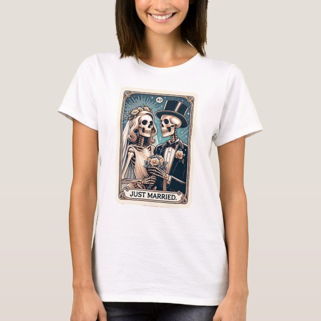 Just Married Tarot Card Theme T-Shirt (Front)