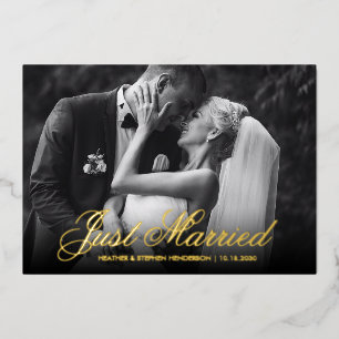 Just Married   Thank You Elegant Wedding Photo 