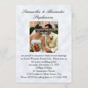 Just Married, Two Gold Bands/Clouds Invitation