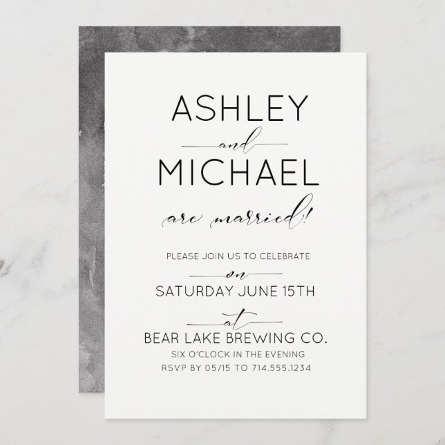 Just Married Typography Wedding Party Invitation (Front/Back)