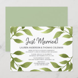 Just Married Watercolor Willow Wreath Announcement