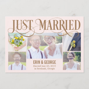 Just Married Wedding Announcement - Pink