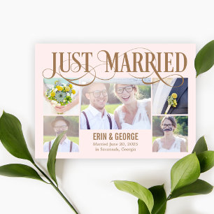 Just Married Wedding Announcement - Pink