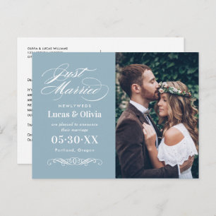 Just Married Wedding Announcements   Grey Blue