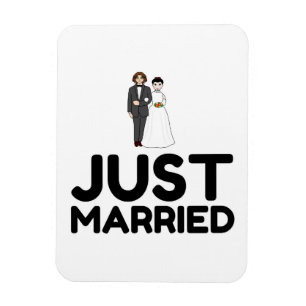 JUST MARRIED WEDDING BRIDE GROOM MAGNET