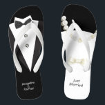 Just Married wedding Bride & Groom Thongs<br><div class="desc">Just Married Bride & Groom wedding Flip Flops</div>