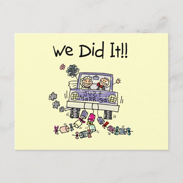 Just Married Wedding Car Announcement Postcard (Front)