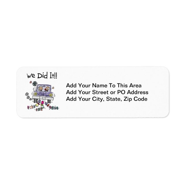 Just Married Wedding Car Return Address Label (Front)